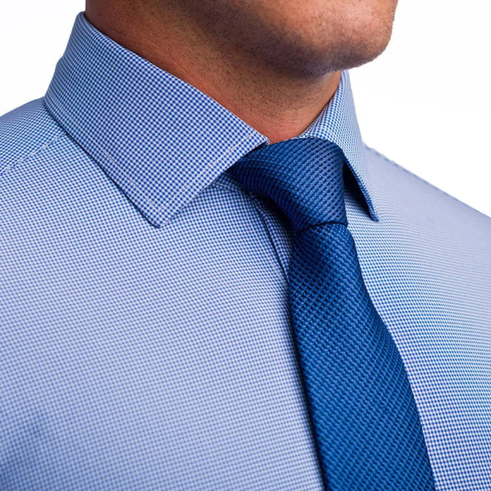 State and Liberty "The Merrill" Blue Micro Check| Dress Shirts