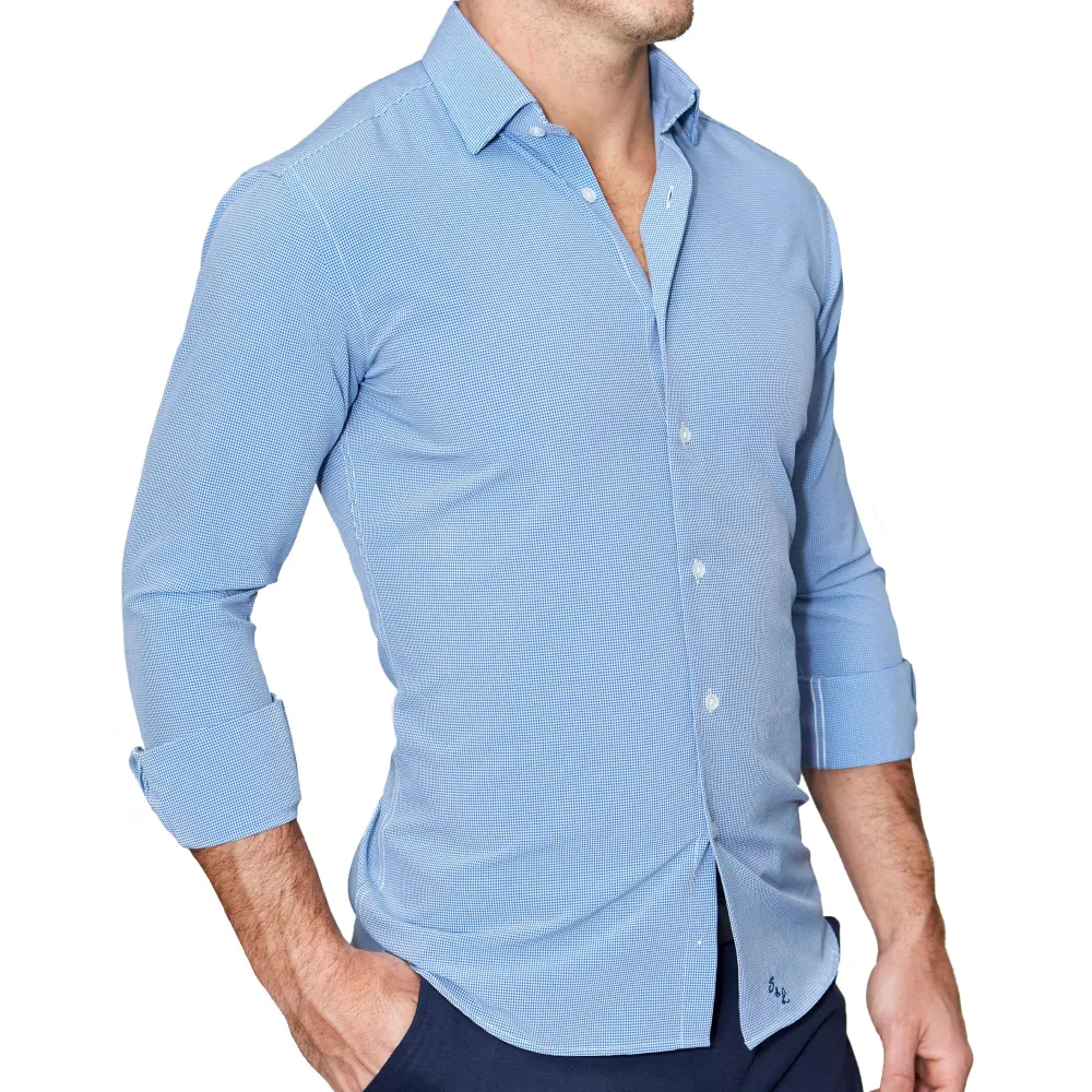 State and Liberty "The Merrill" Blue Micro Check| Dress Shirts