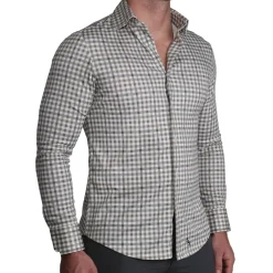 State and Liberty "The Palmer" Brown, Grey, and White Gingham Casual Button Down| Casual Long Sleeves|Long Sleeve Button Downs