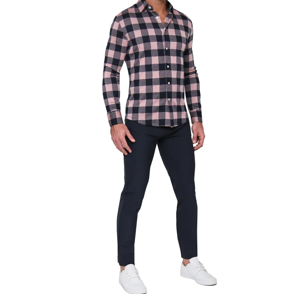 State and Liberty "The Pearson" Pink and Navy Check Casual Button Down| Casual Long Sleeves|Long Sleeve Button Downs