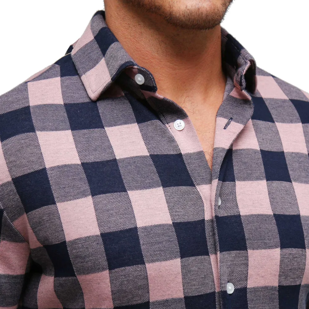 State and Liberty "The Pearson" Pink and Navy Check Casual Button Down| Casual Long Sleeves|Long Sleeve Button Downs