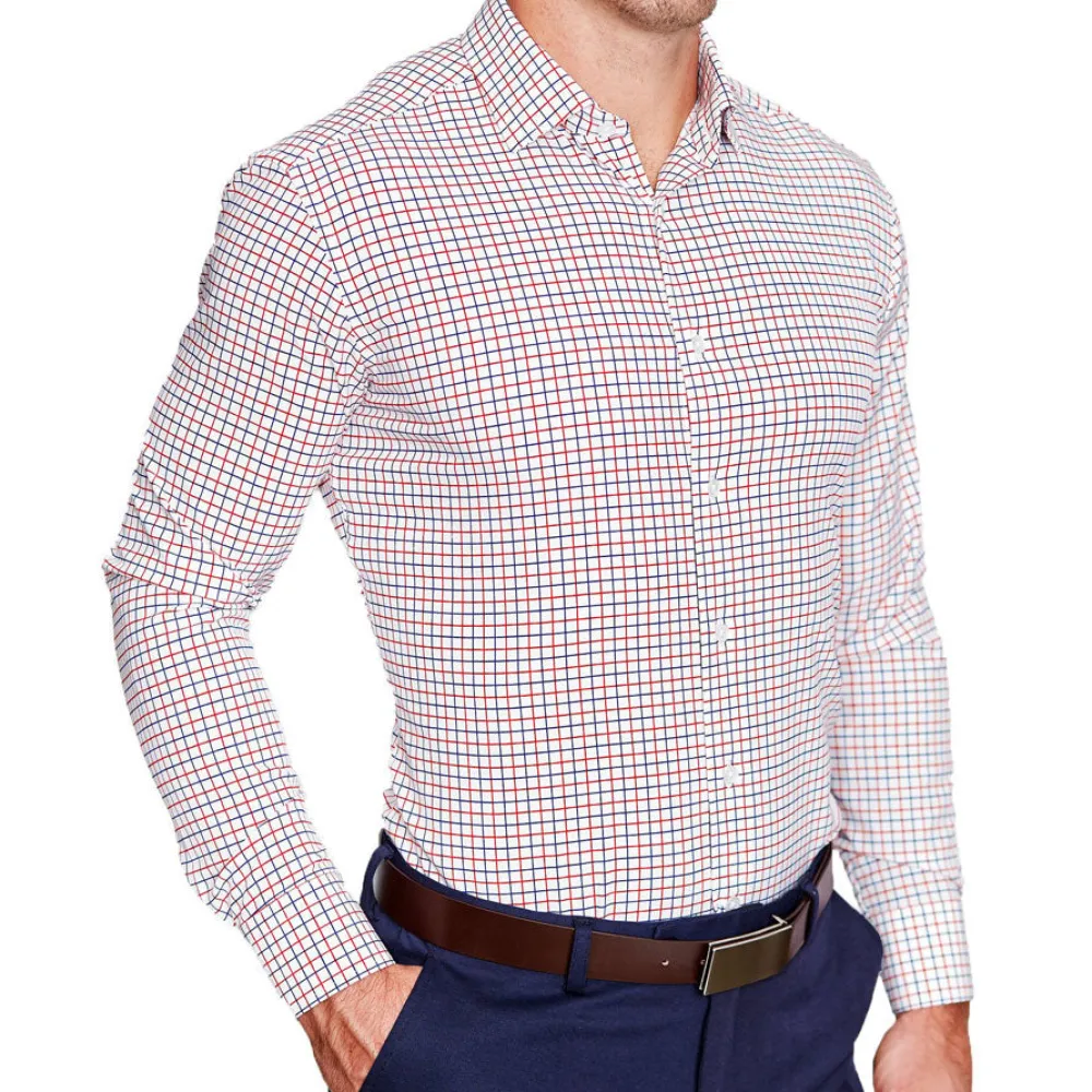 State and Liberty "The Potomac" Red and Blue Cross Stitch| Dress Shirts