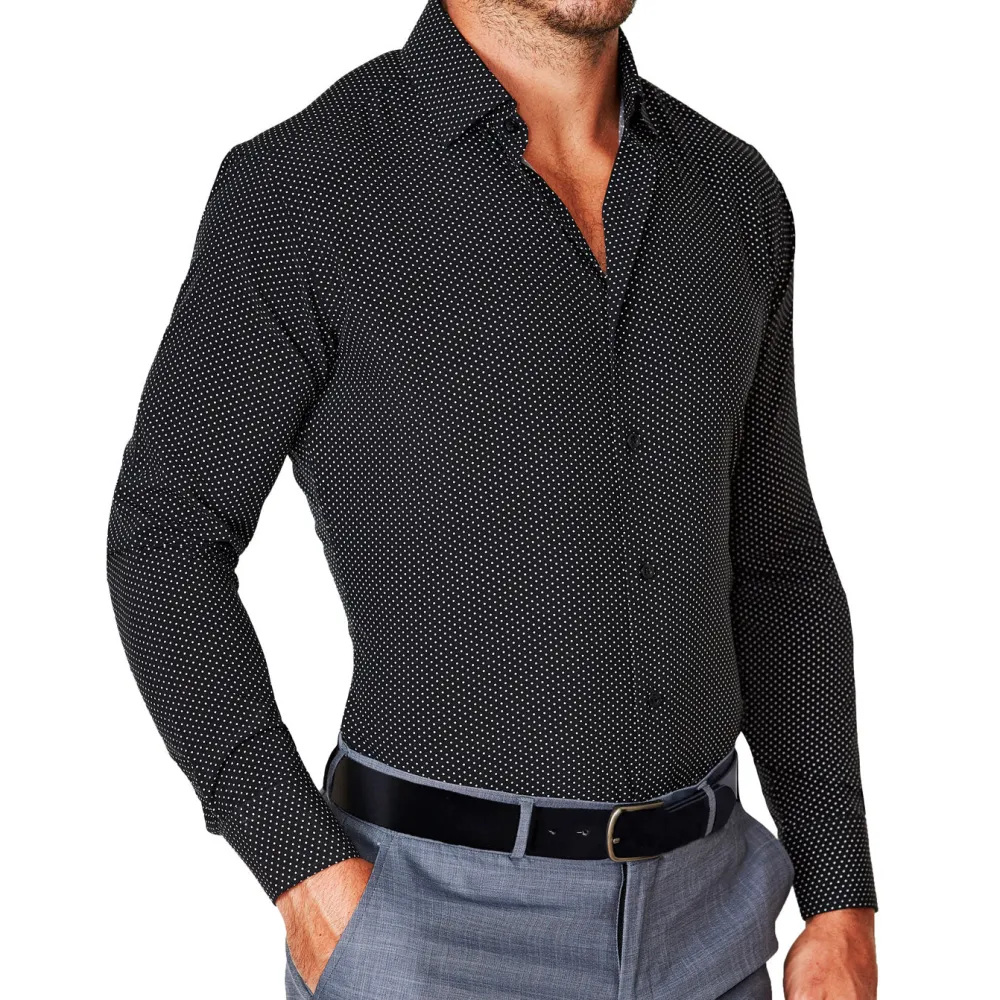 State and Liberty "The Reader" Black with White Dots| Dress Shirts