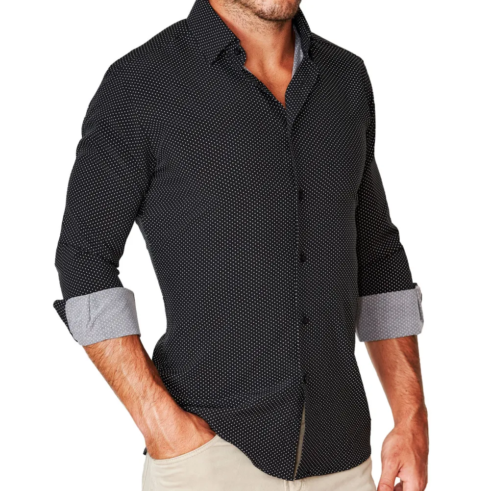 State and Liberty "The Reader" Black with White Dots| Dress Shirts