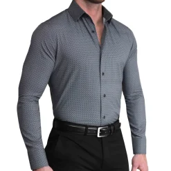 State and Liberty "The Remington" Black and White Star Geo Print| Dress Shirts