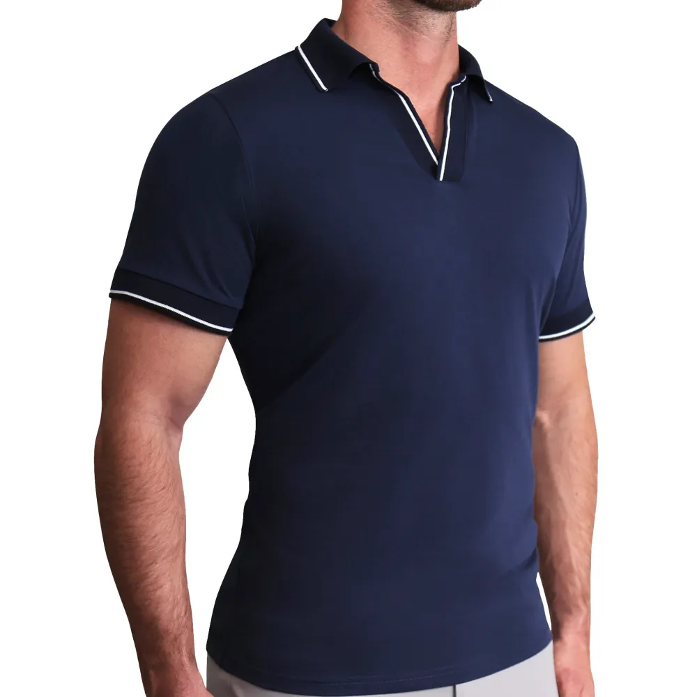 State and Liberty "The Rhett" Navy With White Tipped Polo| Short Sleeve Button Downs|Polos