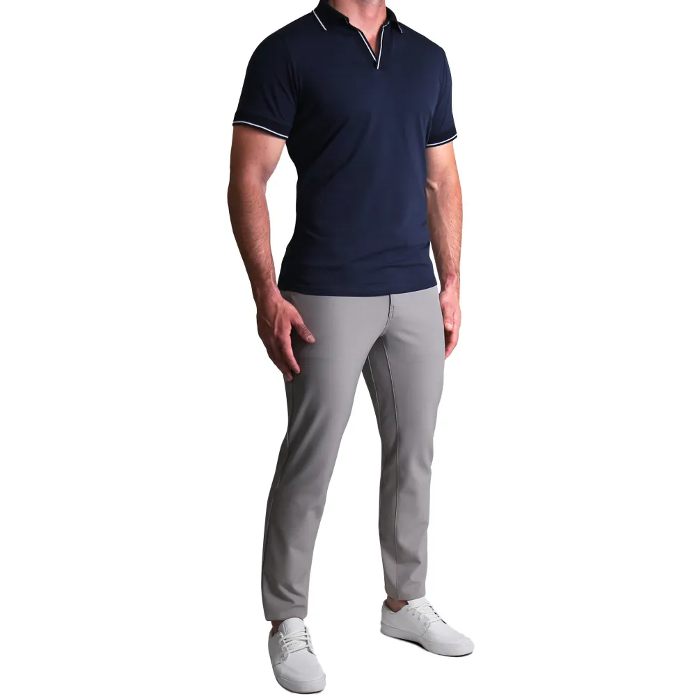 State and Liberty "The Rhett" Navy With White Tipped Polo| Short Sleeve Button Downs|Polos