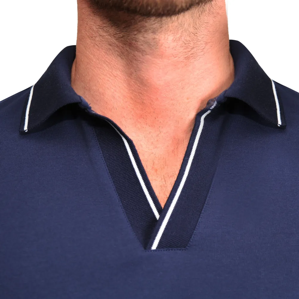 State and Liberty "The Rhett" Navy With White Tipped Polo| Short Sleeve Button Downs|Polos