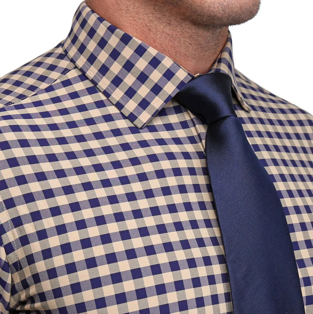 State and Liberty "The Riggins" Brown, Navy and Grey Triple Check| Dress Shirts