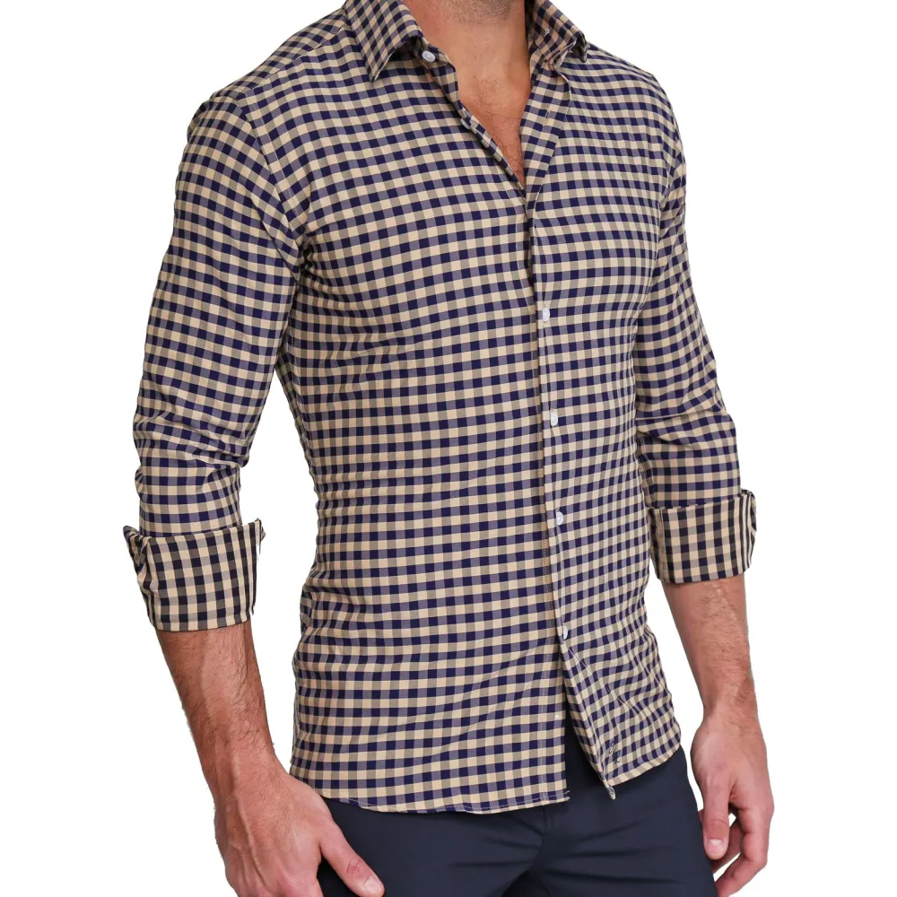 State and Liberty "The Riggins" Brown, Navy and Grey Triple Check| Dress Shirts