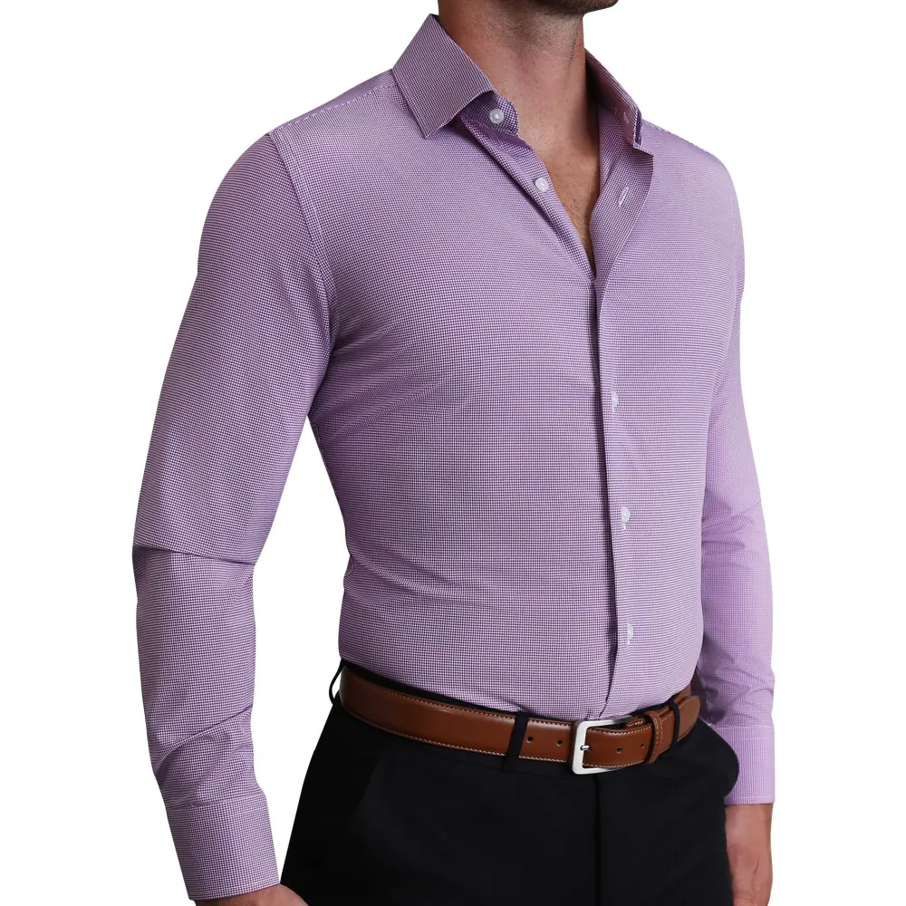 State and Liberty "The Ryan" Dark Purple Micro Check| Dress Shirts
