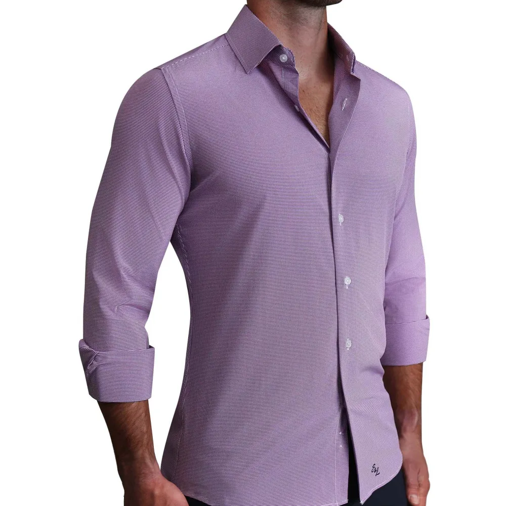 State and Liberty "The Ryan" Dark Purple Micro Check| Dress Shirts