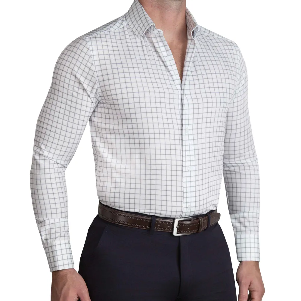 State and Liberty "The Scottie" Grey & White Windowpane| Dress Shirts