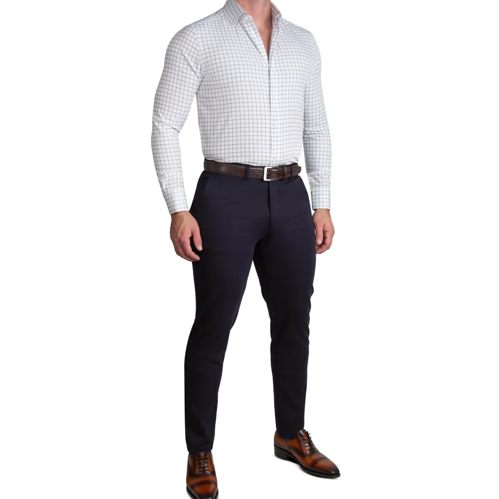 State and Liberty "The Scottie" Grey & White Windowpane| Dress Shirts