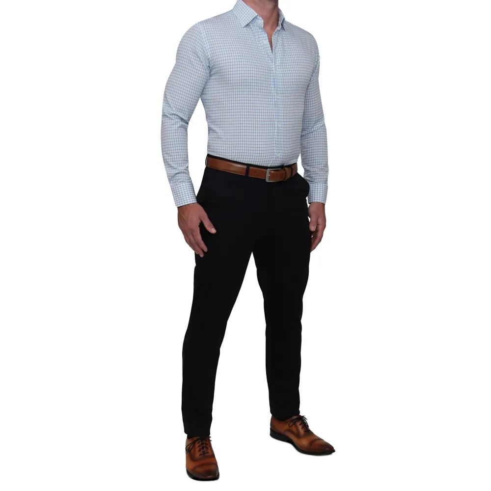 State and Liberty "The Soho" Light Blue Windowpane| Dress Shirts