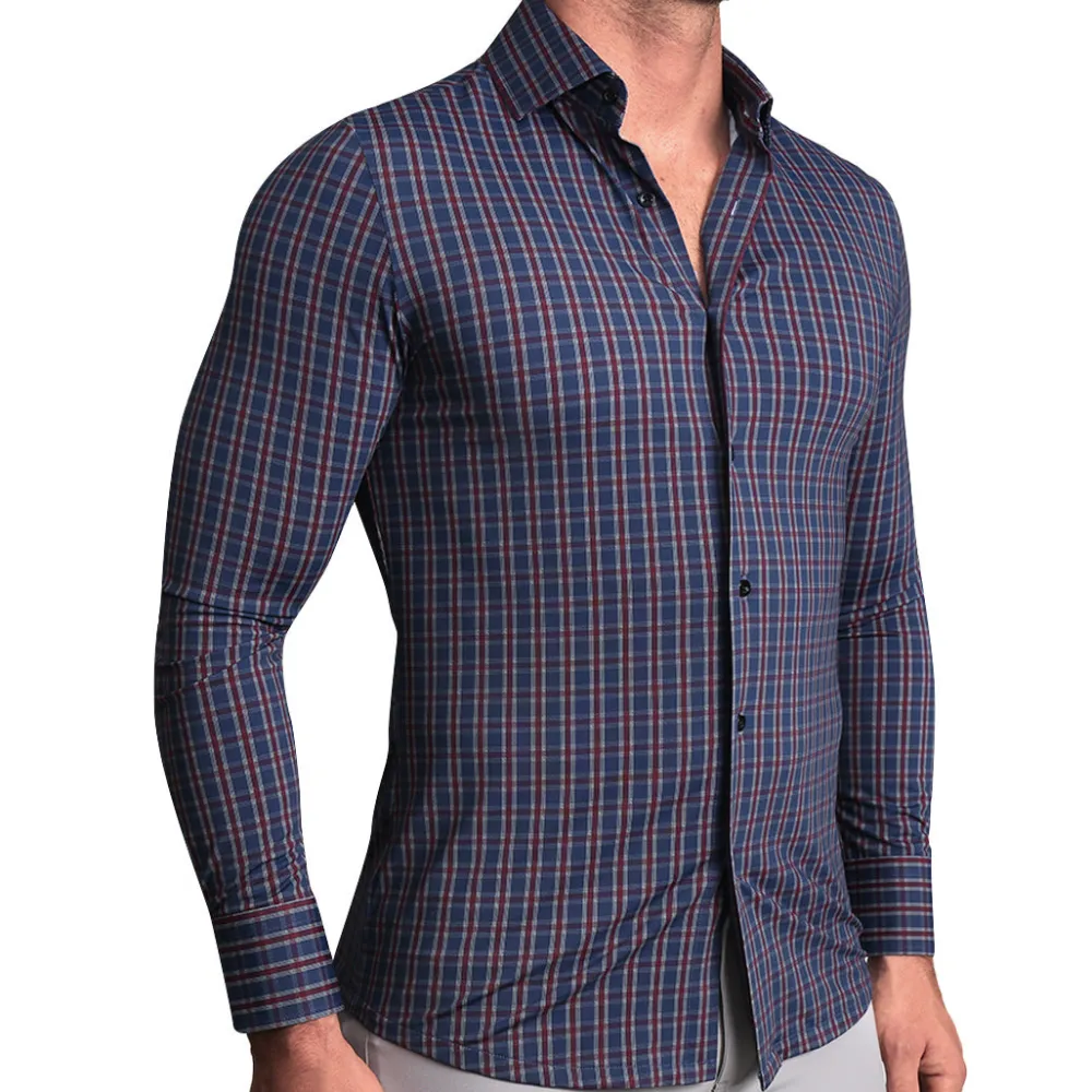 State and Liberty "The Spencer" Sport Shirt - Maroon, Navy, & White Plaid| Casual Long Sleeves|Long Sleeve Button Downs