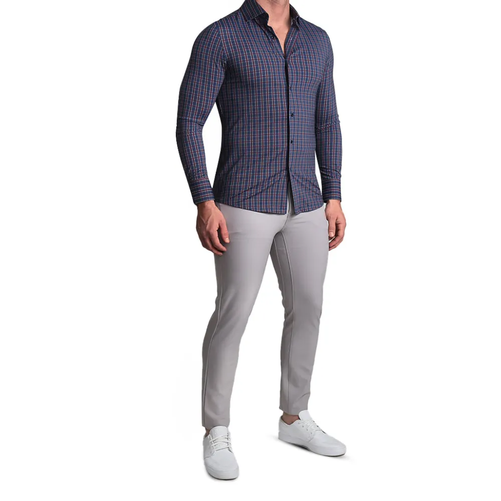 State and Liberty "The Spencer" Sport Shirt - Maroon, Navy, & White Plaid| Casual Long Sleeves|Long Sleeve Button Downs
