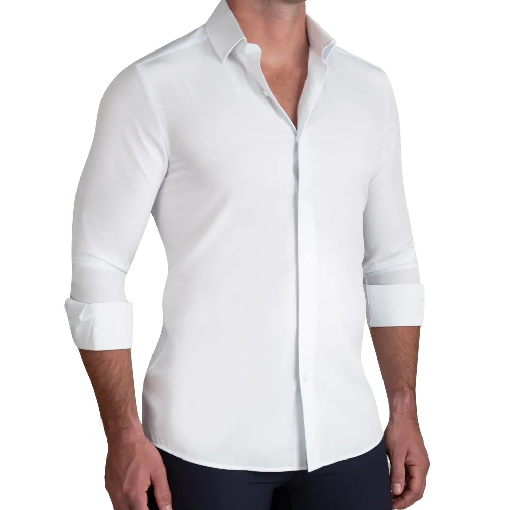 State and Liberty "The Stafford" Solid White Weave| Dress Shirts
