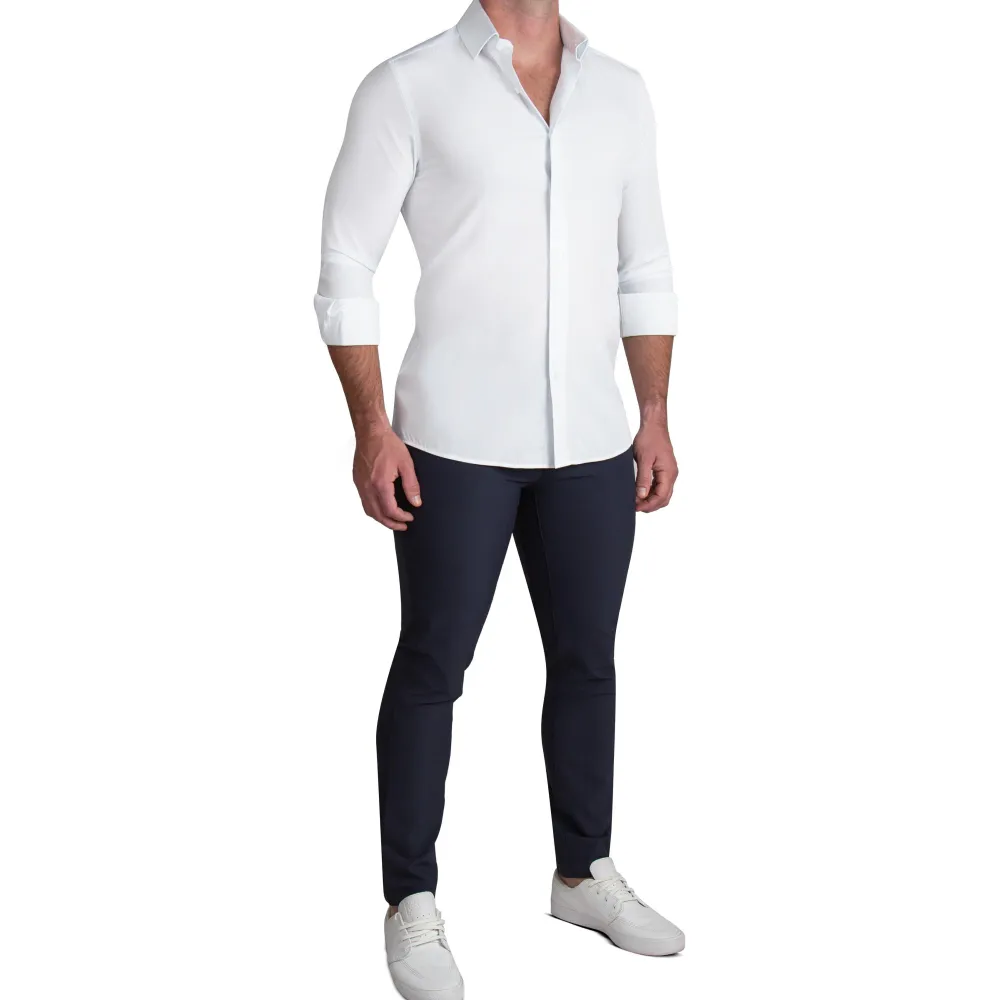 State and Liberty "The Stafford" Solid White Weave| Dress Shirts