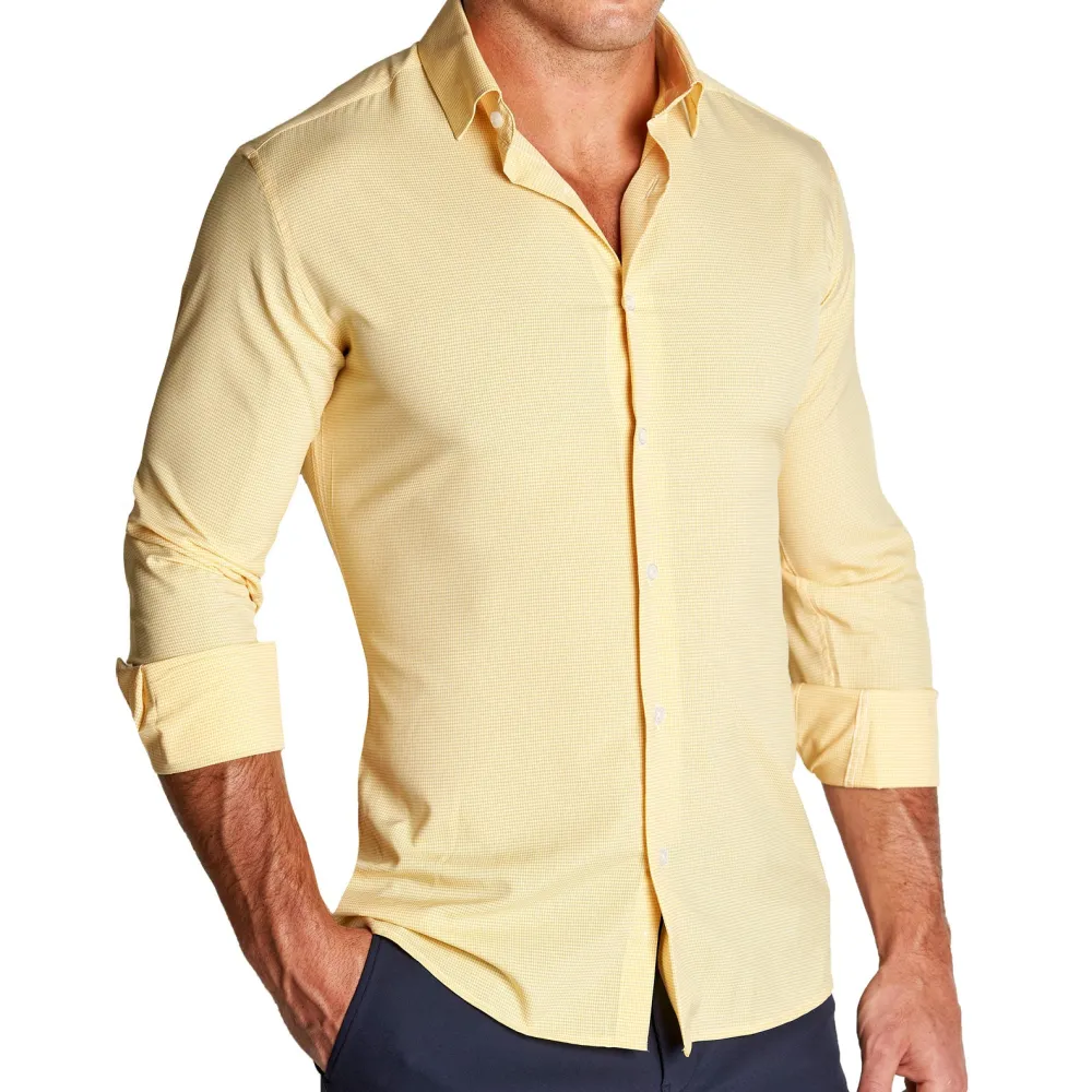 State and Liberty "The Stanley" Yellow Microcheck| Dress Shirts