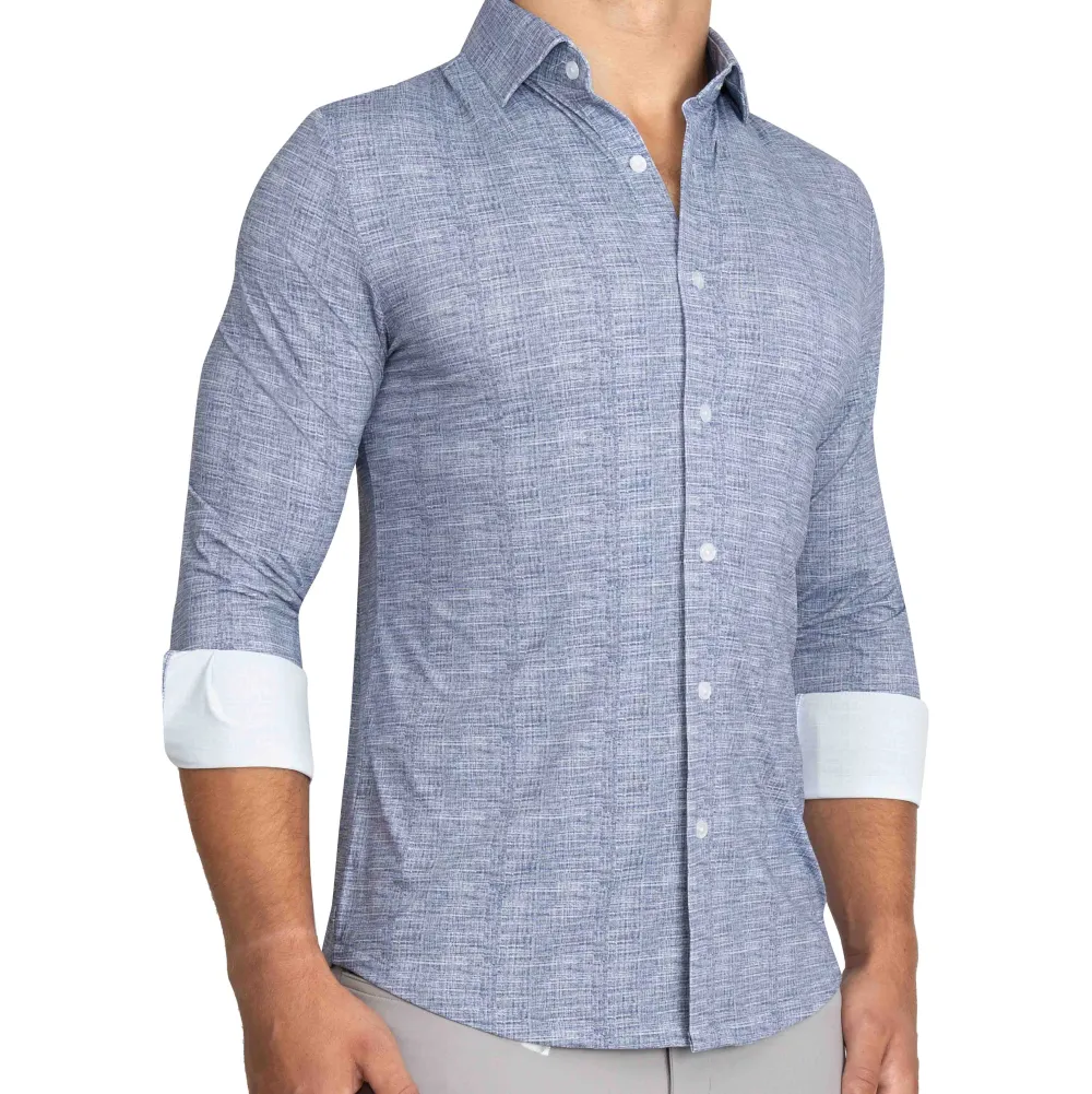 State and Liberty "The Storm" Sport Shirt - Navy Linen| Casual Long Sleeves|Long Sleeve Button Downs