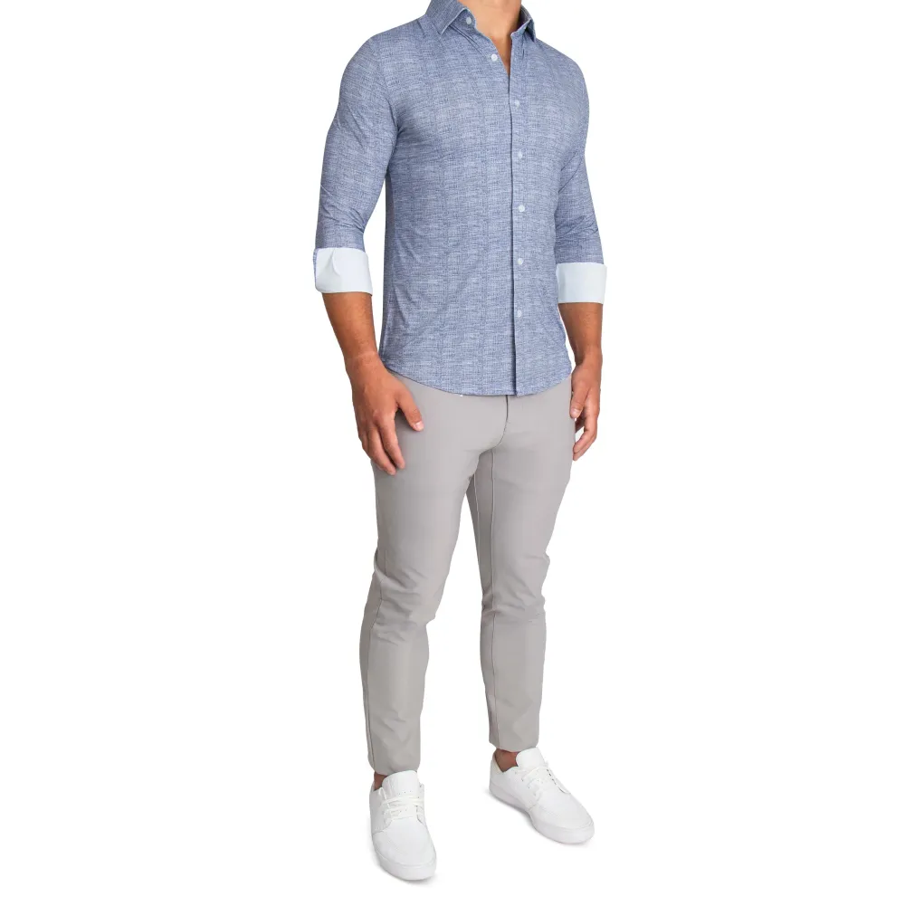 State and Liberty "The Storm" Sport Shirt - Navy Linen| Casual Long Sleeves|Long Sleeve Button Downs