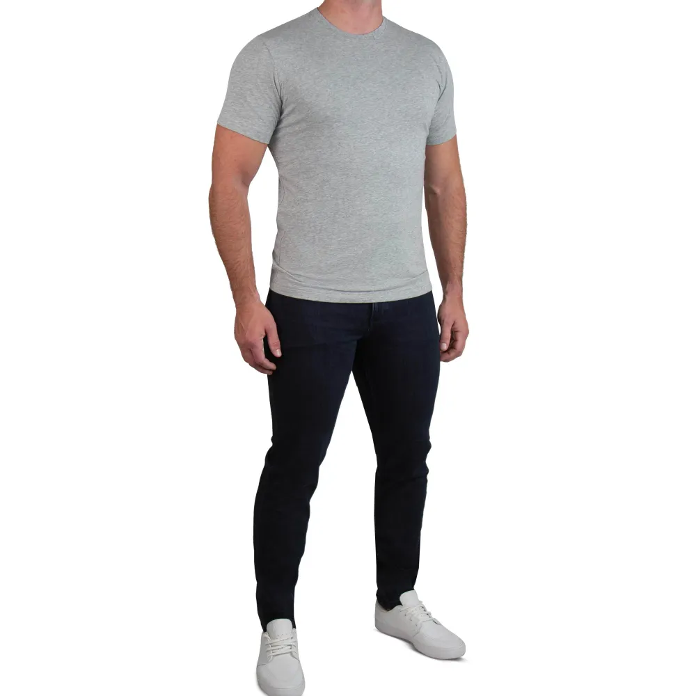 State and Liberty "The Sutton" Heathered Light Grey Short Sleeve Crewneck| Polos|T-shirts