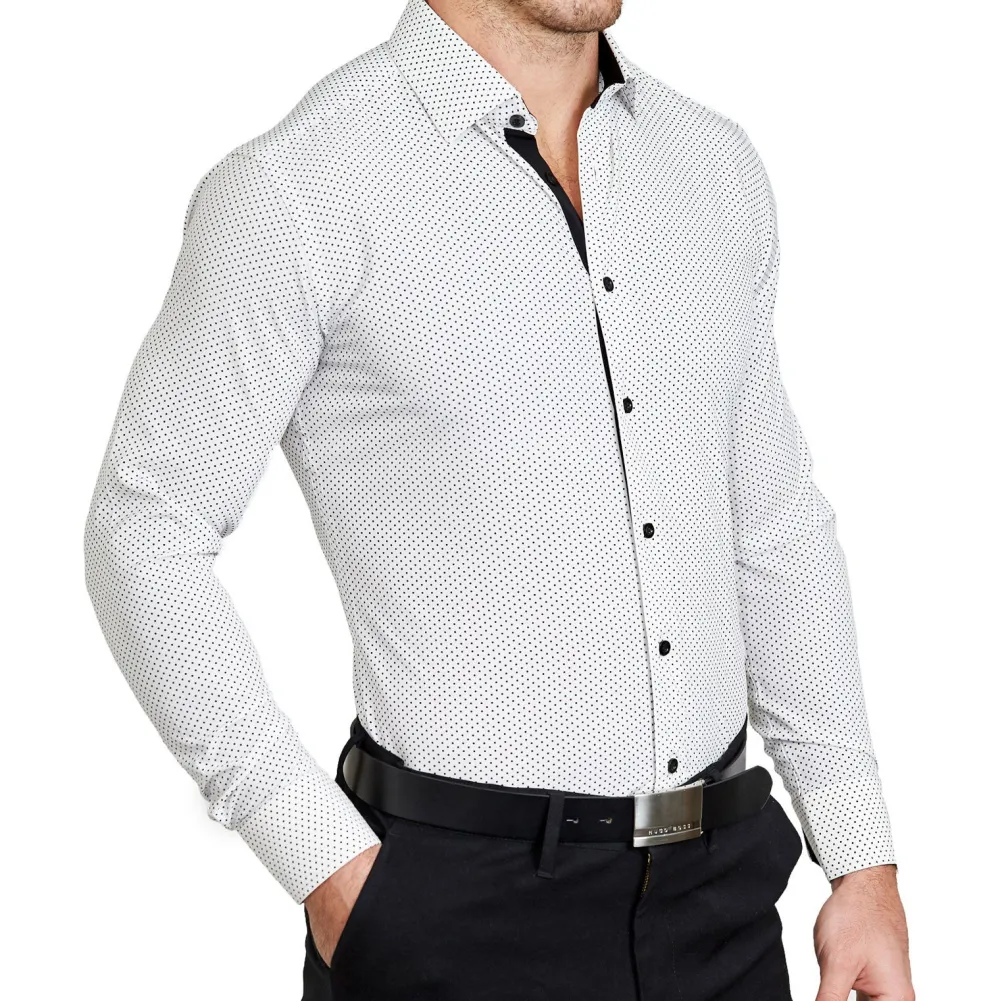 State and Liberty "The Tatar" White With Black Dots| Dress Shirts