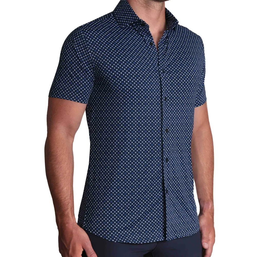 State and Liberty "The Theo" Geo Flower Print| Short Sleeve Button Downs