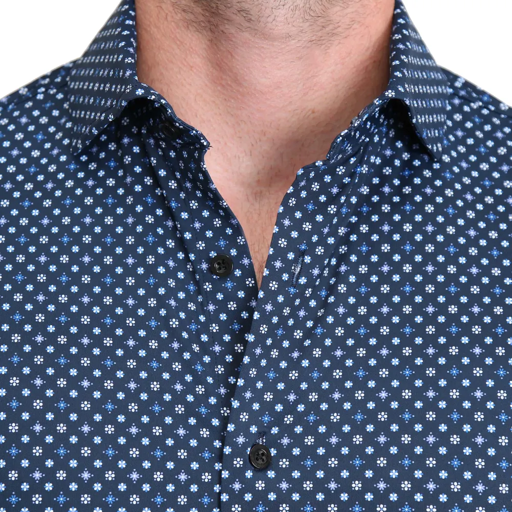 State and Liberty "The Theo" Geo Flower Print| Short Sleeve Button Downs