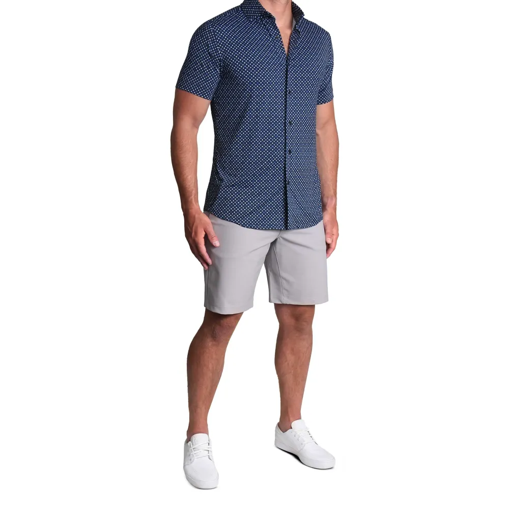 State and Liberty "The Theo" Geo Flower Print| Short Sleeve Button Downs