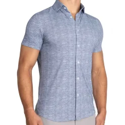 State and Liberty "The Troy" Navy Printed Linen Short Sleeve Button Down| T-shirts|Polos