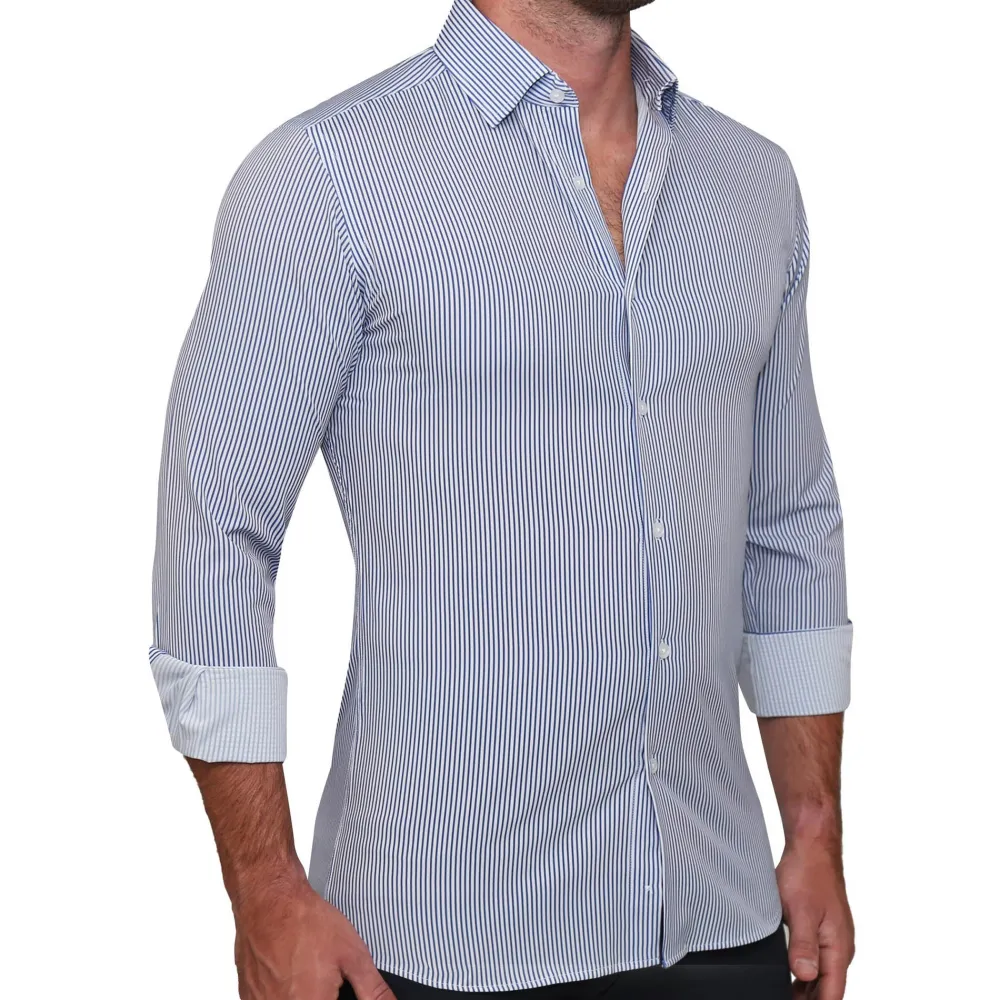 State and Liberty "The Tucker" Mid-Blue Bengal Stripe| Dress Shirts