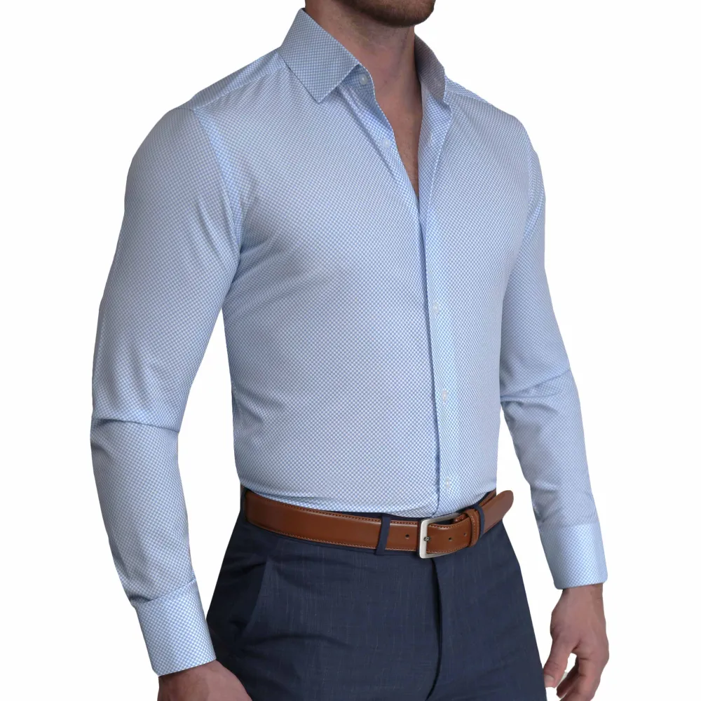State and Liberty "The Vernor" Light Blue Square Check Print| Dress Shirts
