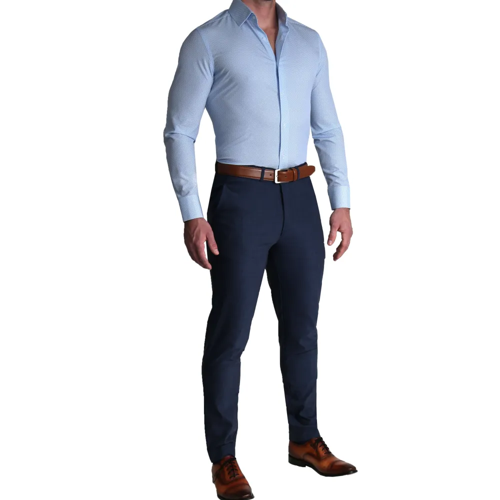 State and Liberty "The Vernor" Light Blue Square Check Print| Dress Shirts