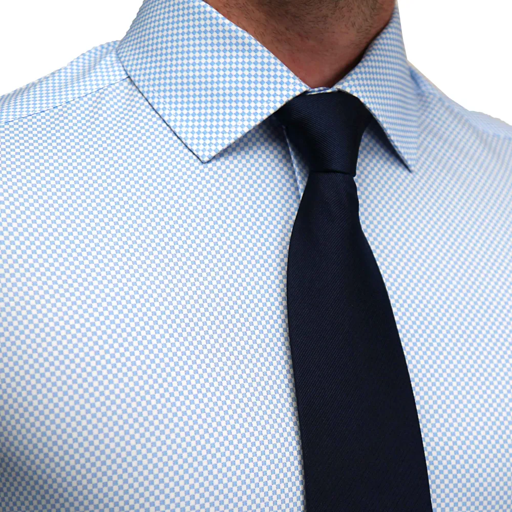 State and Liberty "The Vernor" Light Blue Square Check Print| Dress Shirts