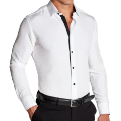 State and Liberty "The Vincent" Solid White with Black Accents| Dress Shirts