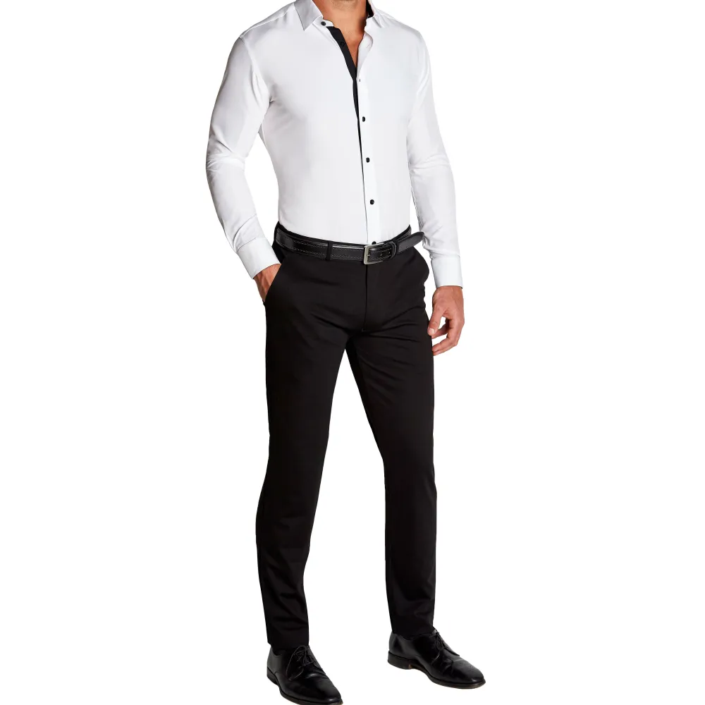 State and Liberty "The Vincent" Solid White with Black Accents| Dress Shirts
