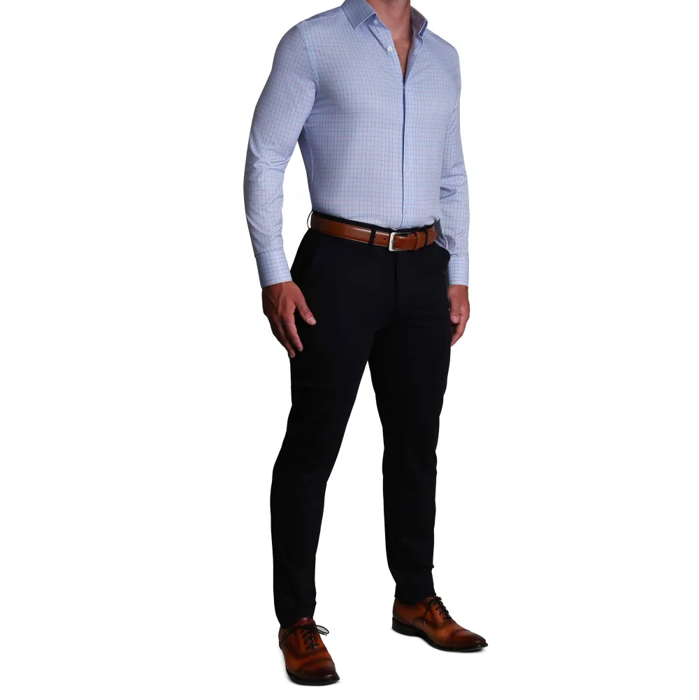 State and Liberty "The Weston" Light Blue, Pink & Black Plaid| Dress Shirts