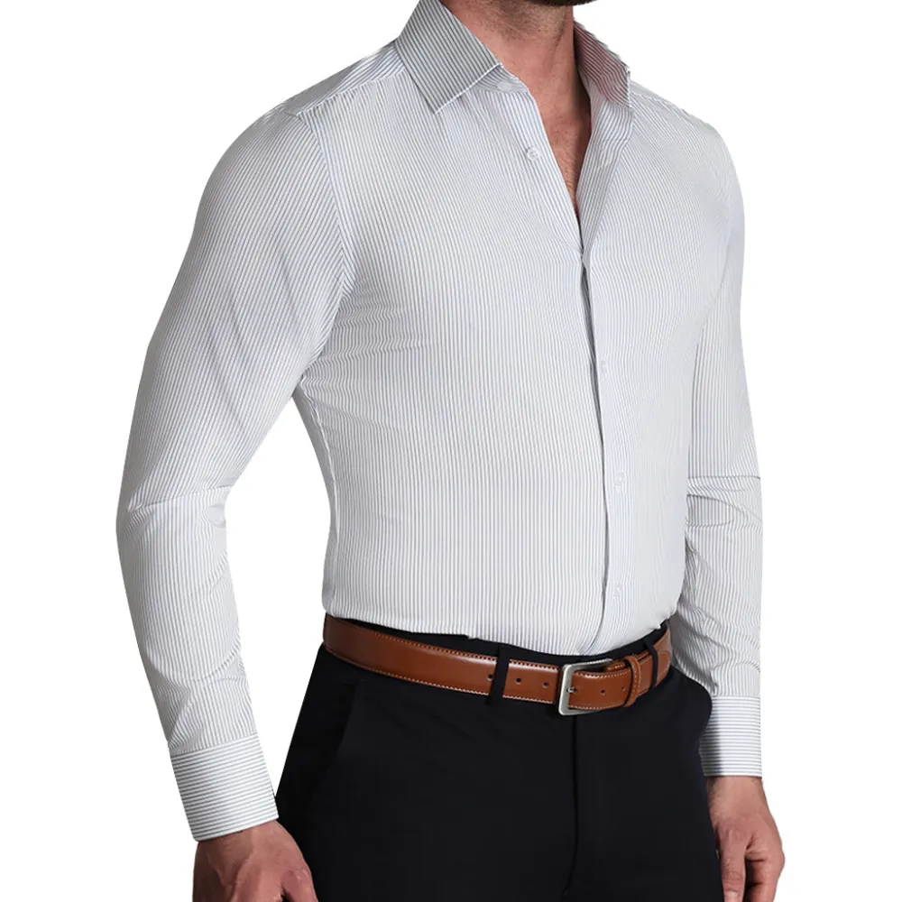 State and Liberty "The Wylder" Charcoal Chalked Pinstripe| Dress Shirts