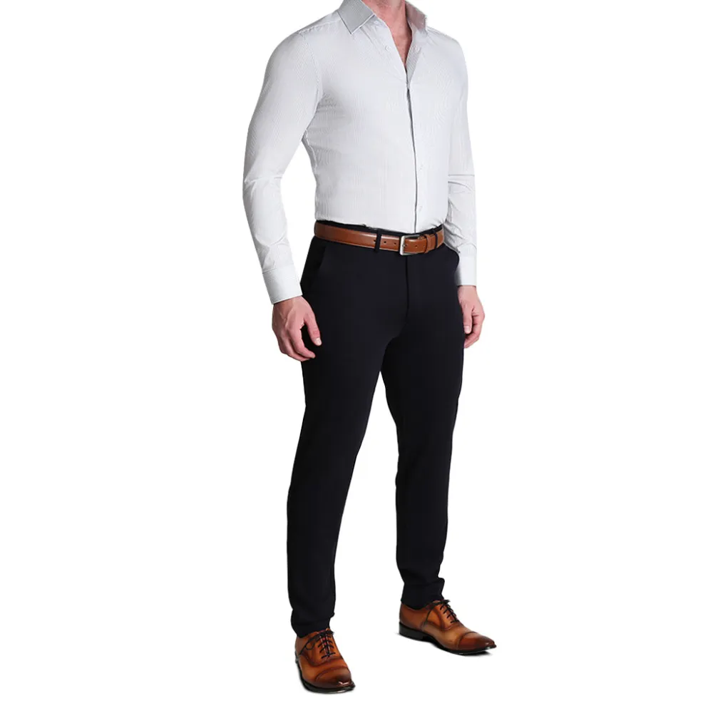 State and Liberty "The Wylder" Charcoal Chalked Pinstripe| Dress Shirts