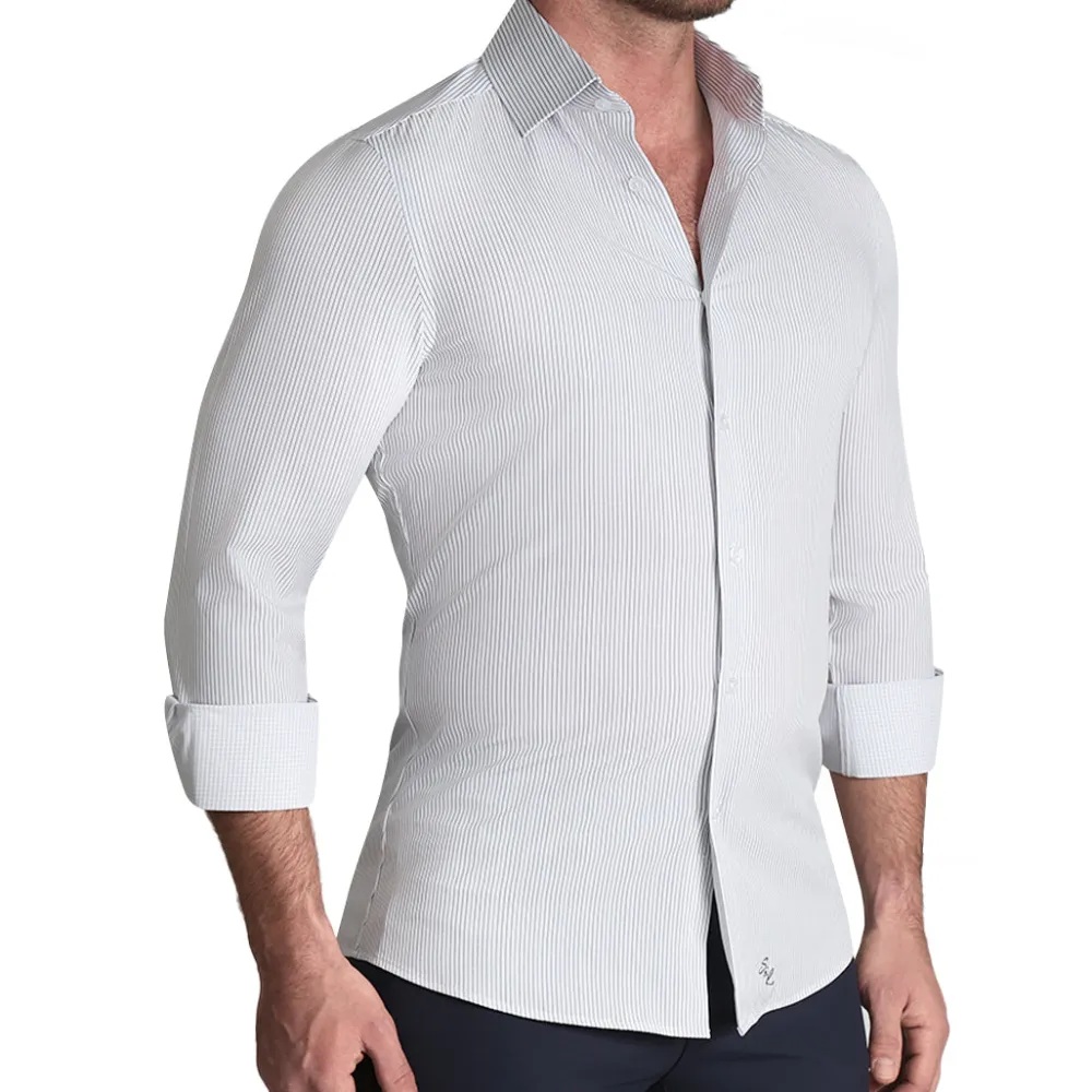 State and Liberty "The Wylder" Charcoal Chalked Pinstripe| Dress Shirts