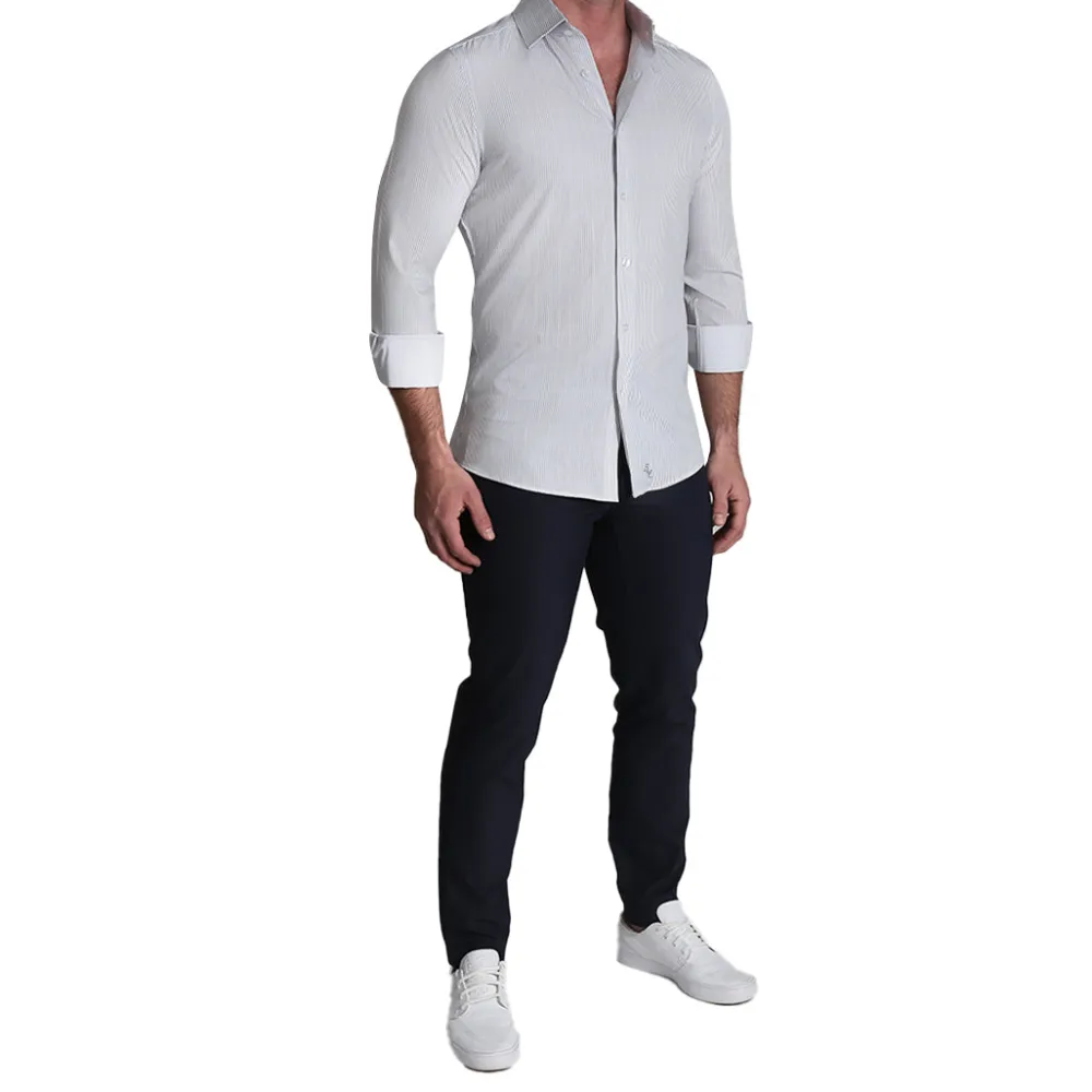 State and Liberty "The Wylder" Charcoal Chalked Pinstripe| Dress Shirts