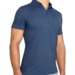 State and Liberty "The Zeus" Diamond Navy & Light Blue Circle Polo| Short Sleeve Button Downs|Polos