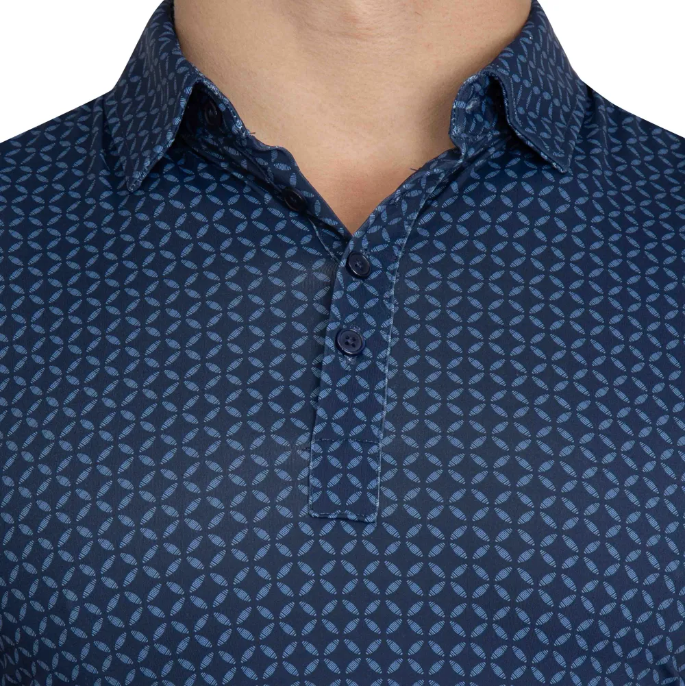 State and Liberty "The Zeus" Diamond Navy & Light Blue Circle Polo| Short Sleeve Button Downs|Polos