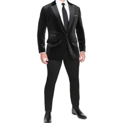 State and Liberty Tuxedo Jacket - Black Velvet with Peak Lapel| Tuxedos|Blazers