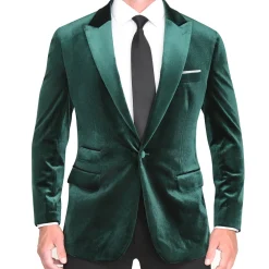 State and Liberty Tuxedo Jacket - Green Velvet with Peak Lapel| Tuxedos|Blazers