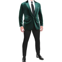 State and Liberty Tuxedo Jacket - Green Velvet with Peak Lapel| Tuxedos|Blazers