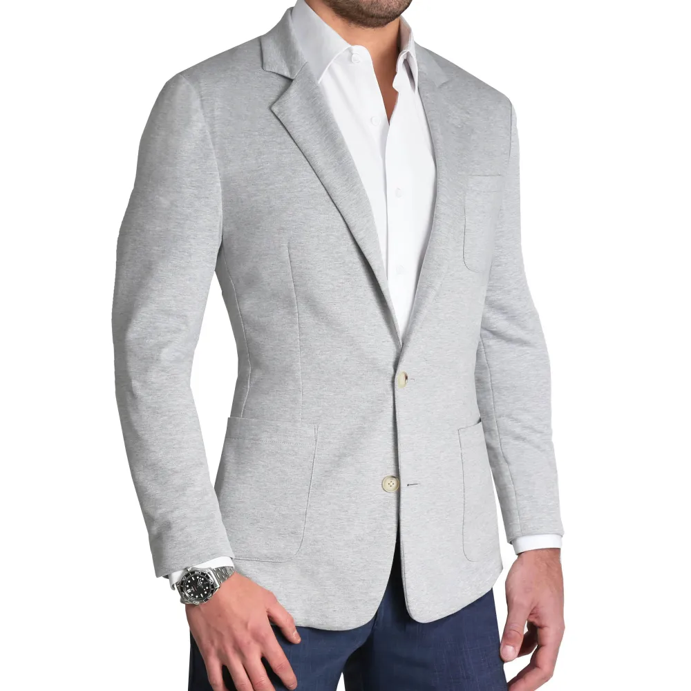 State and Liberty Unstructured Knit Blazer - Heathered Light Grey| Casual Blazers|Blazers