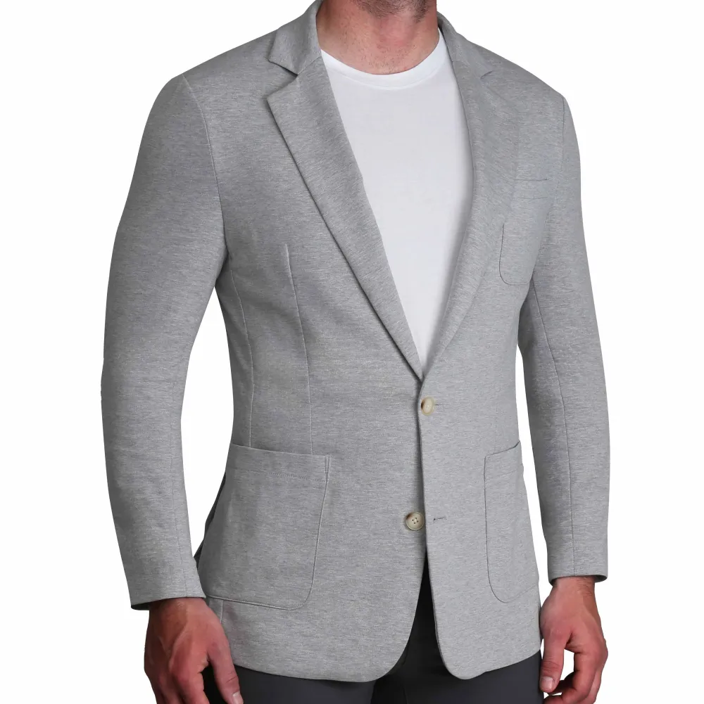 State and Liberty Unstructured Knit Blazer - Heathered Light Grey| Casual Blazers|Blazers